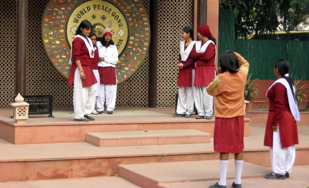 ... with its peace gong in the courtyard.
